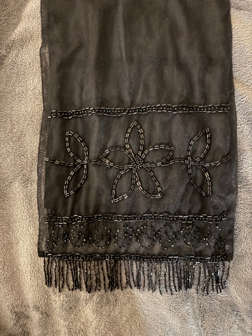 Vivienne Tam Vintage 1988 Silk Floral Beaded Scarf